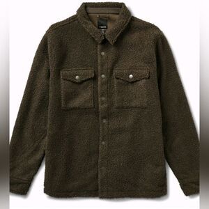 Vuori Mens Green Sherpa Athleisure Lumberjack Fleece Lined Shacket Size Small